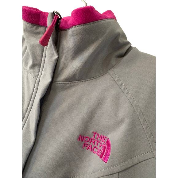 THE NORTH FACE Ruby Raschel Jacket Coat Gray Windfall Pink Fleece Lined Sz S - Picture 6 of 8